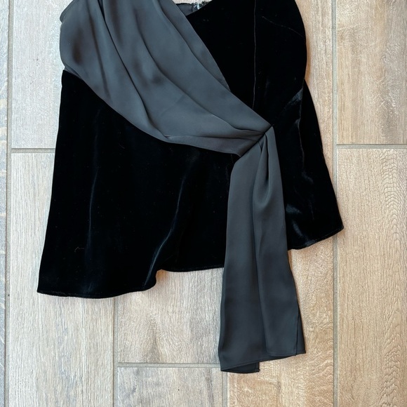 NEW Parker Women’s Ronda Asymmetrical Draped Velvet Top Tank Black XS $188 - Picture 4 of 8